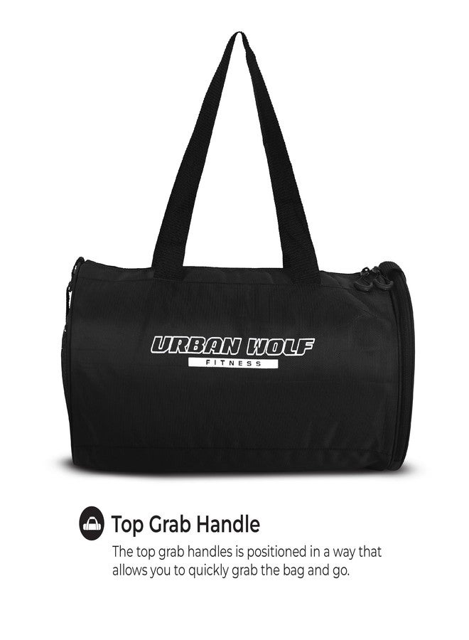 Urban Wolf 26L Gym Duffle Bag | Unisex Black | Separate Shoe Compartment | Quick Access Pocket | Durable Polyester | Multi-Functional Sports & Travel Bag | Dimensions 49x23x23 cm - Image 5